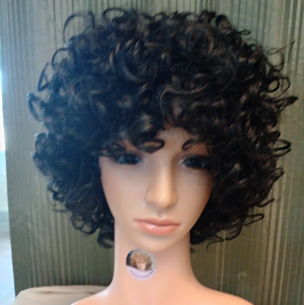 Betsy Curly 100%Brazilian Human Hair Blend Mix Wig 10 inches